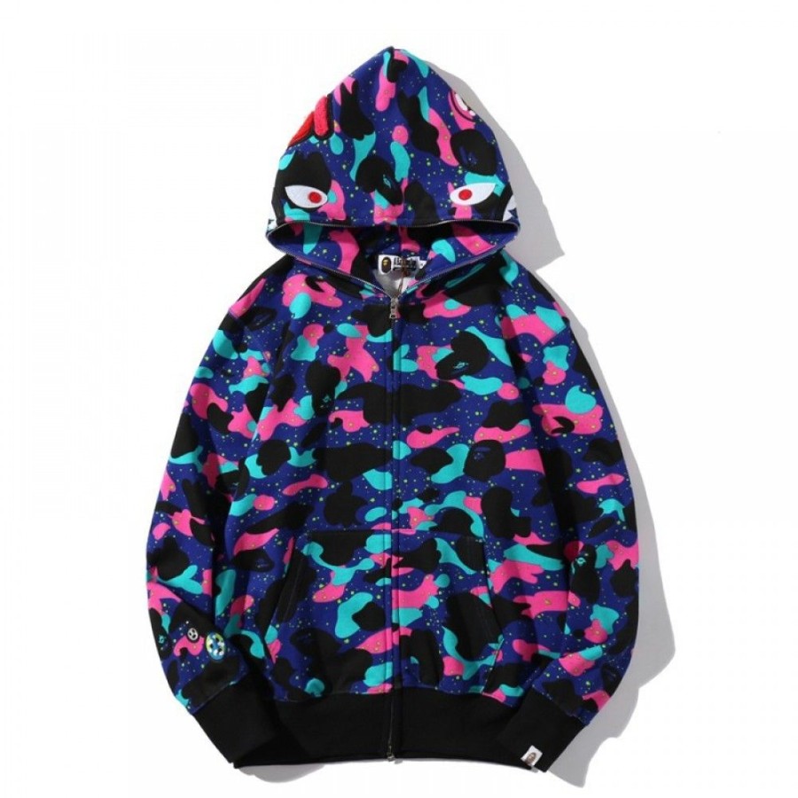 Men'S Favoshape | Casual Camouflage Shark Full Zip Hooded Jacket