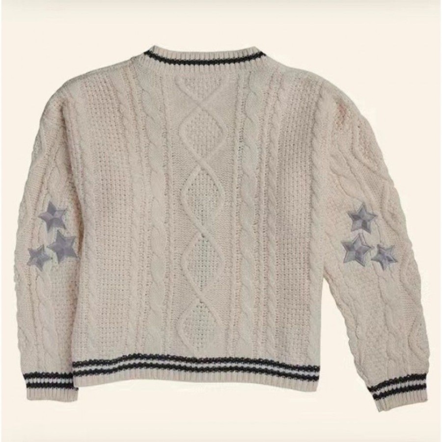 Women'S Favoshape | Taylor'S Folklore Inspired Star Embroidered Cardigan White