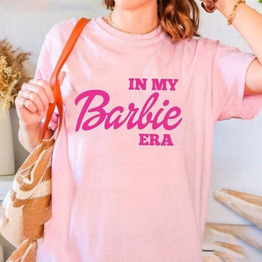 Women'S Favoshape | Women'S In My Barbie Era Printed Crewneck T-Shirt Pink