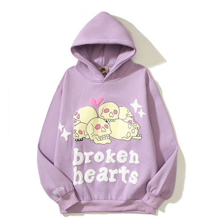 Men'S Favoshape | Hip Hop Streetwear Unisex Broken Hearts Skull Hoodie