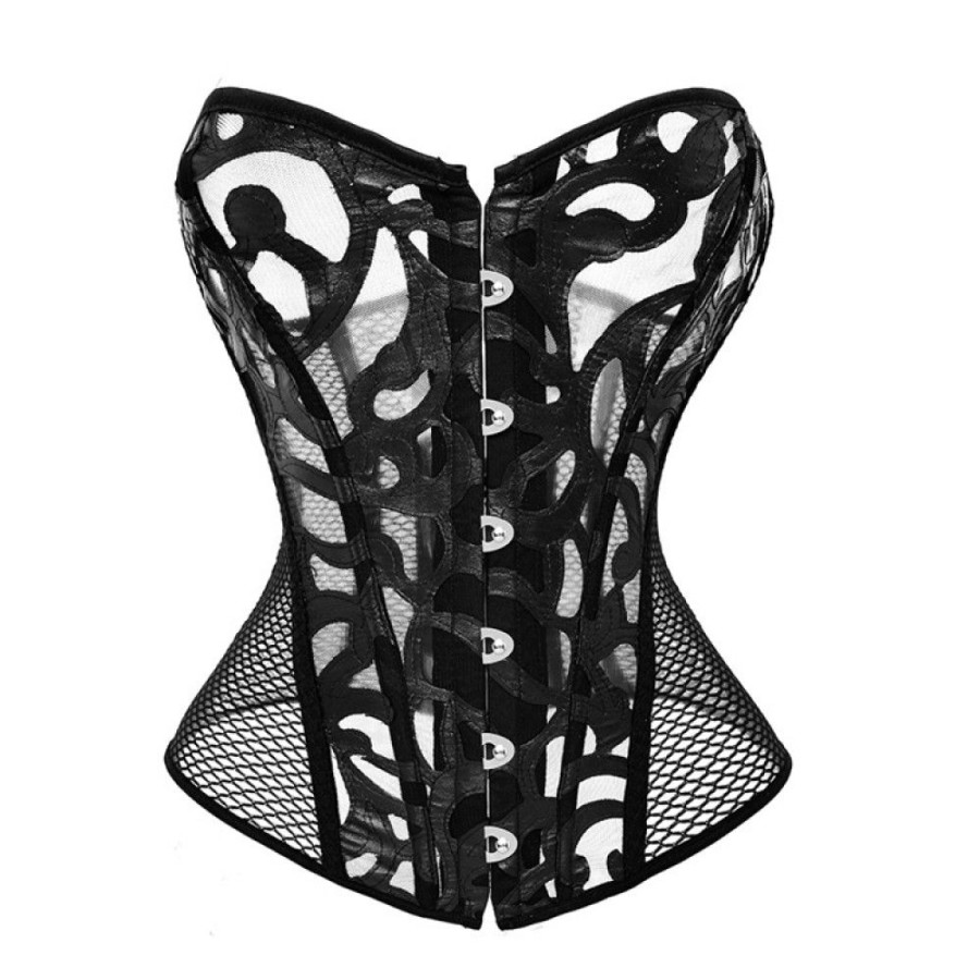 Corsets Favoshape | Women'S Mesh Corset Breathable Hollow Lace Up Waist Trainer