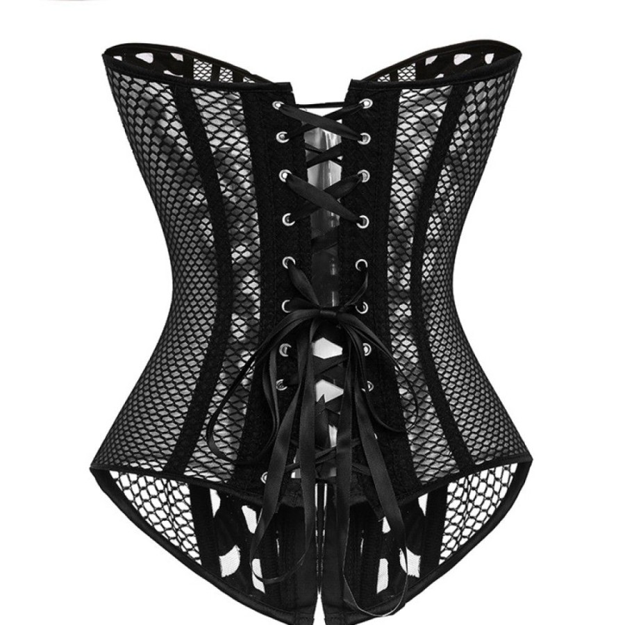 Corsets Favoshape | Women'S Mesh Corset Breathable Hollow Lace Up Waist Trainer