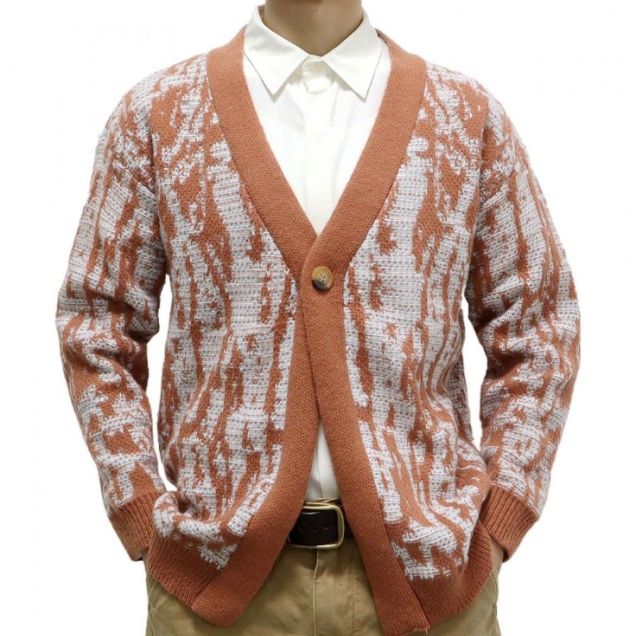 Men'S Favoshape | Men'S Western Cowboy V-Neck Button-Up Knitted Cardigan Brown