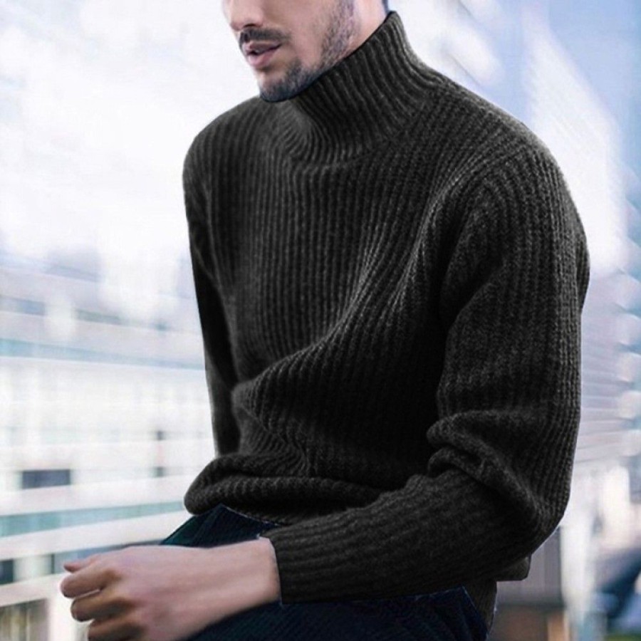 Men'S Favoshape | Men'S Classic High Neck Knitted Chunky Pullover Sweater