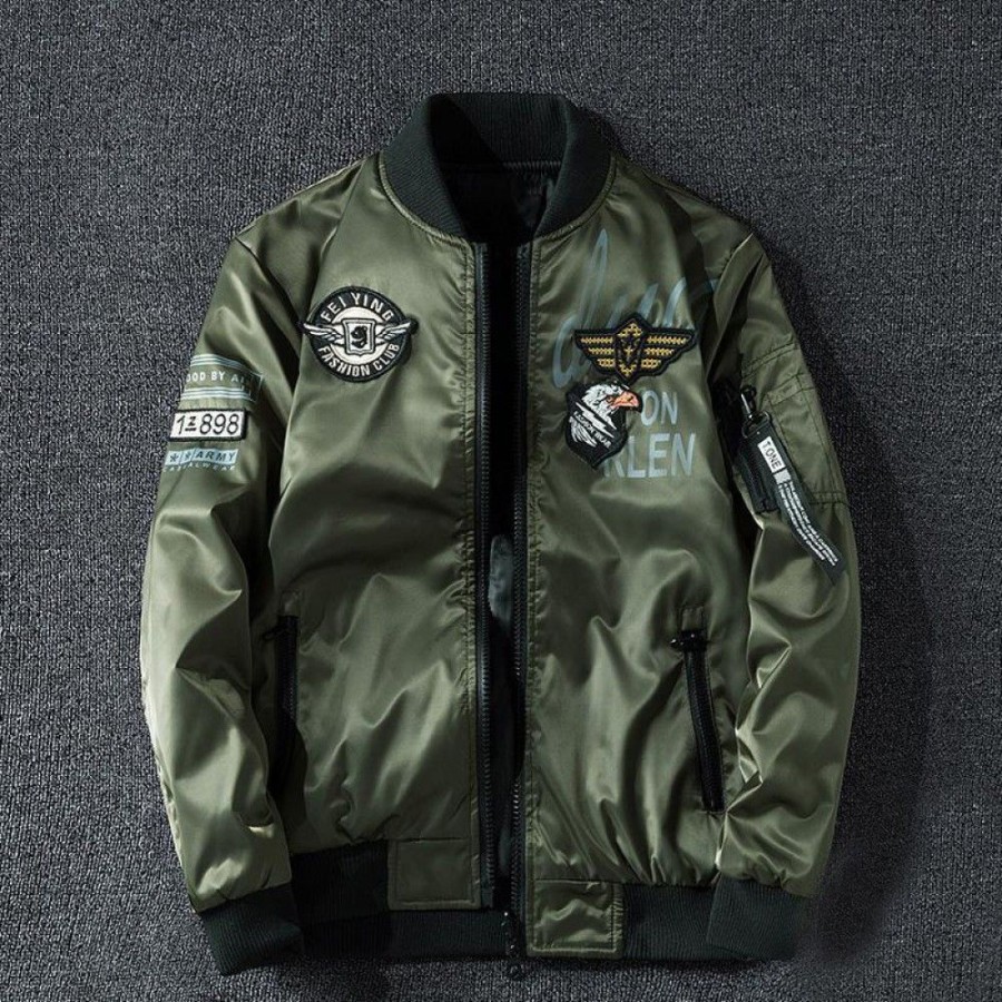 Men'S Favoshape | Mens Army Air Force Bomber Jacket Both Sides Wearable