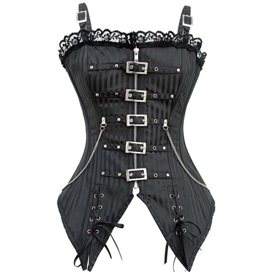 Corsets Favoshape | Gothic Steampunk Leather Strap Buckle Corset Retro Lace Up Overbust Bustier