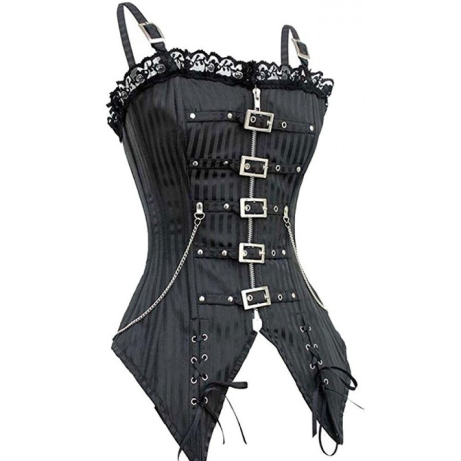 Corsets Favoshape | Gothic Steampunk Leather Strap Buckle Corset Retro Lace Up Overbust Bustier