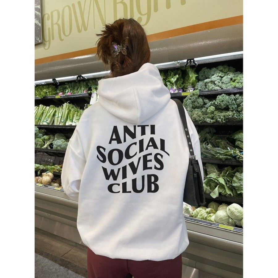 Women'S Favoshape | Women'S Honeymoon Anti Social Wives Club Hoodie White