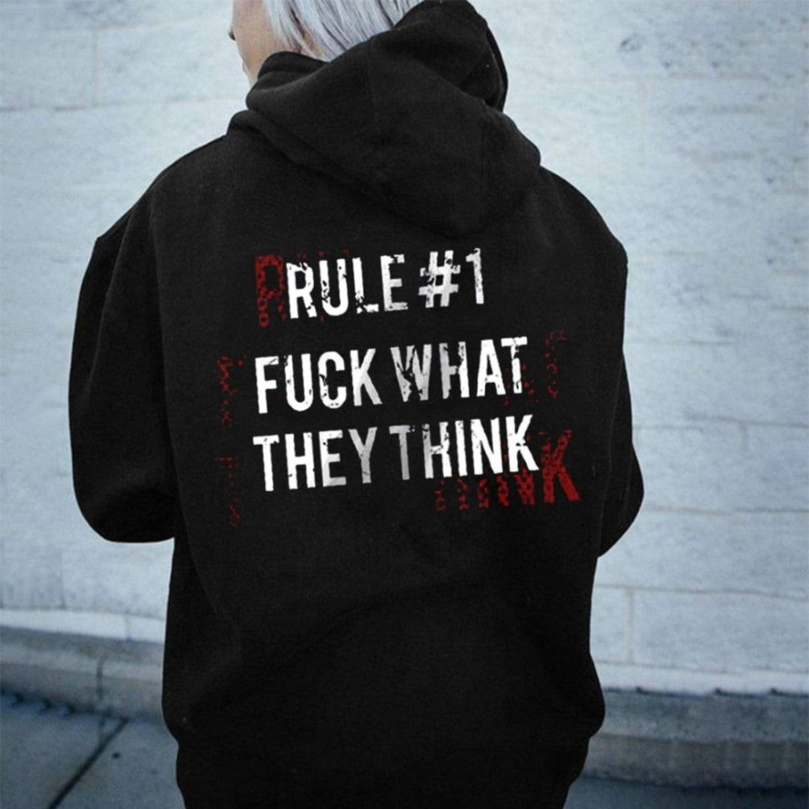 Women'S Favoshape | Women'S Rule F**K What They Think Printed Hoodie Black