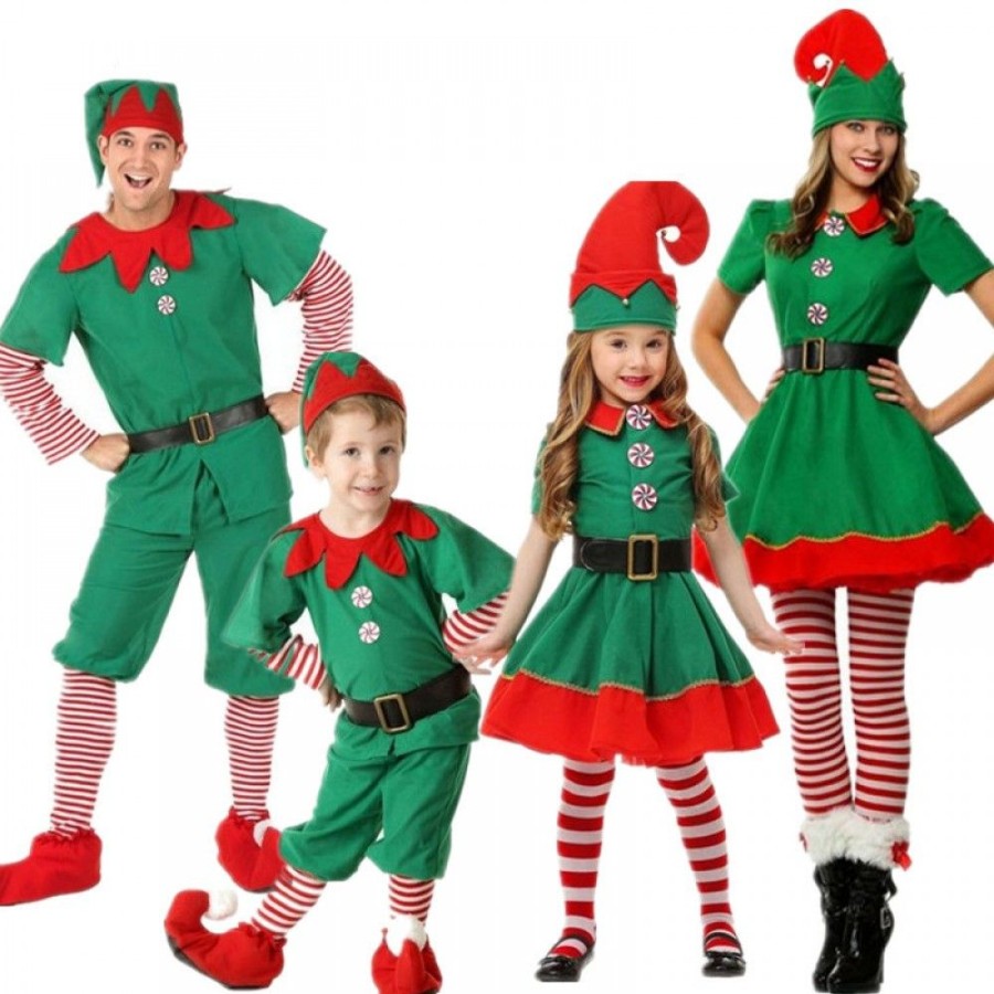 Christmas Favoshape | Family Matching Fun Christmas Elf Costumes Kids Elf Cosplay Costumes Green