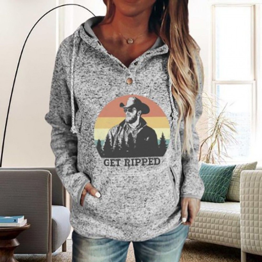 Women'S Favoshape | Women'S Yellowstone Get Ripped Cowboy Hoodie