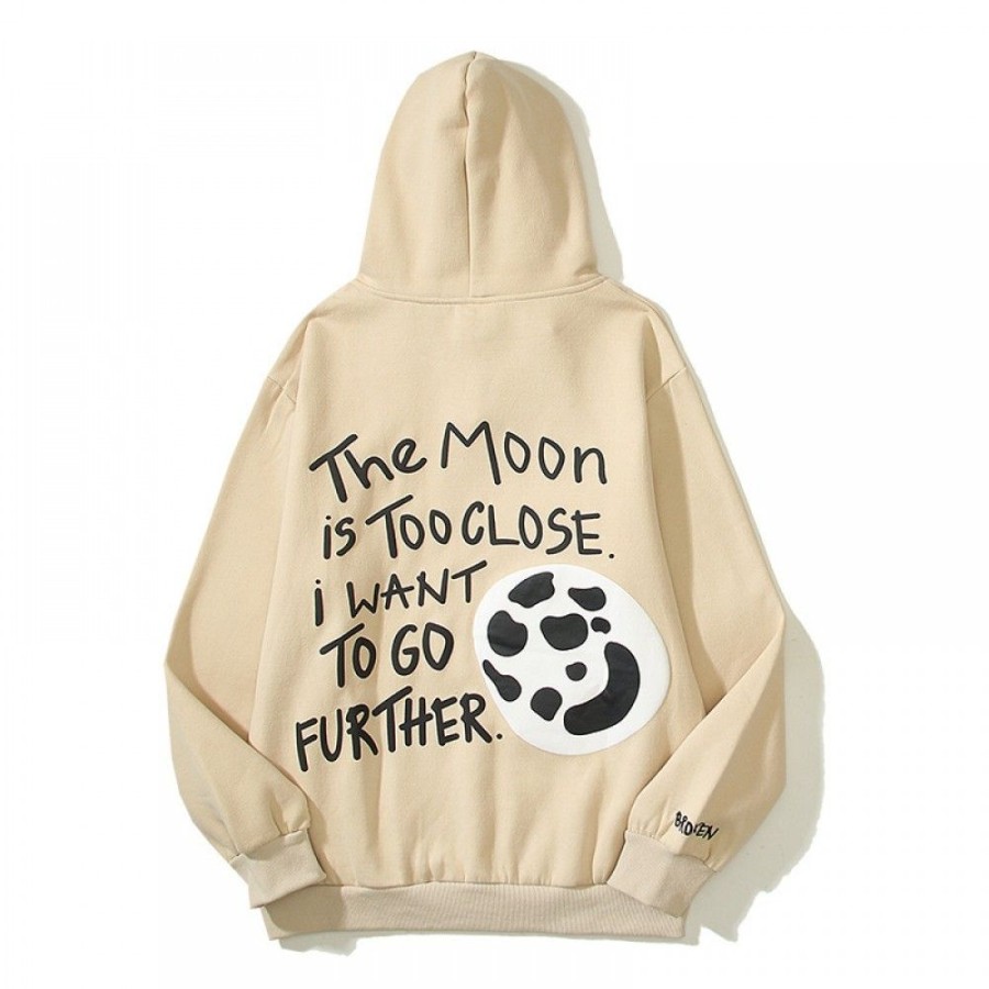 Men'S Favoshape | Hip Hop Streetwear The Moon Is Too Close I Want To Go Further Hoodie