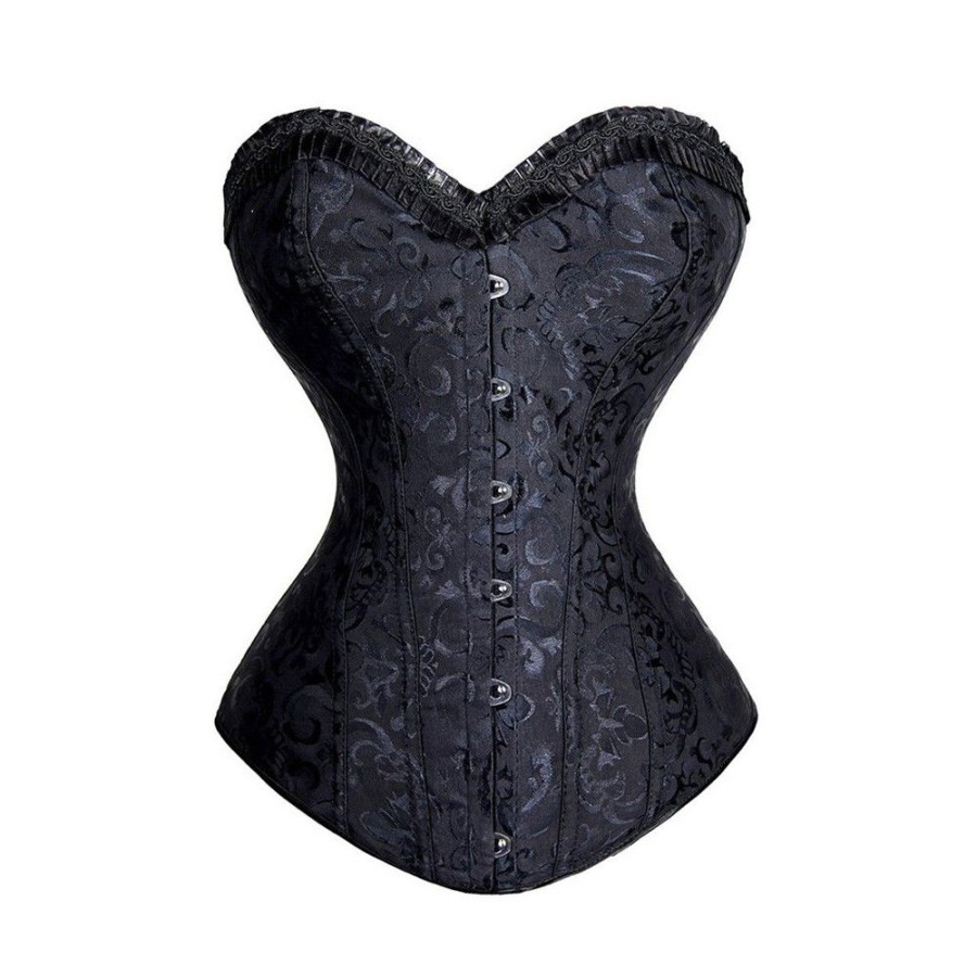 Corsets Favoshape | Vintage Steampunk Gothic Jacquard Overbust Corset Court Lace Up Bustier