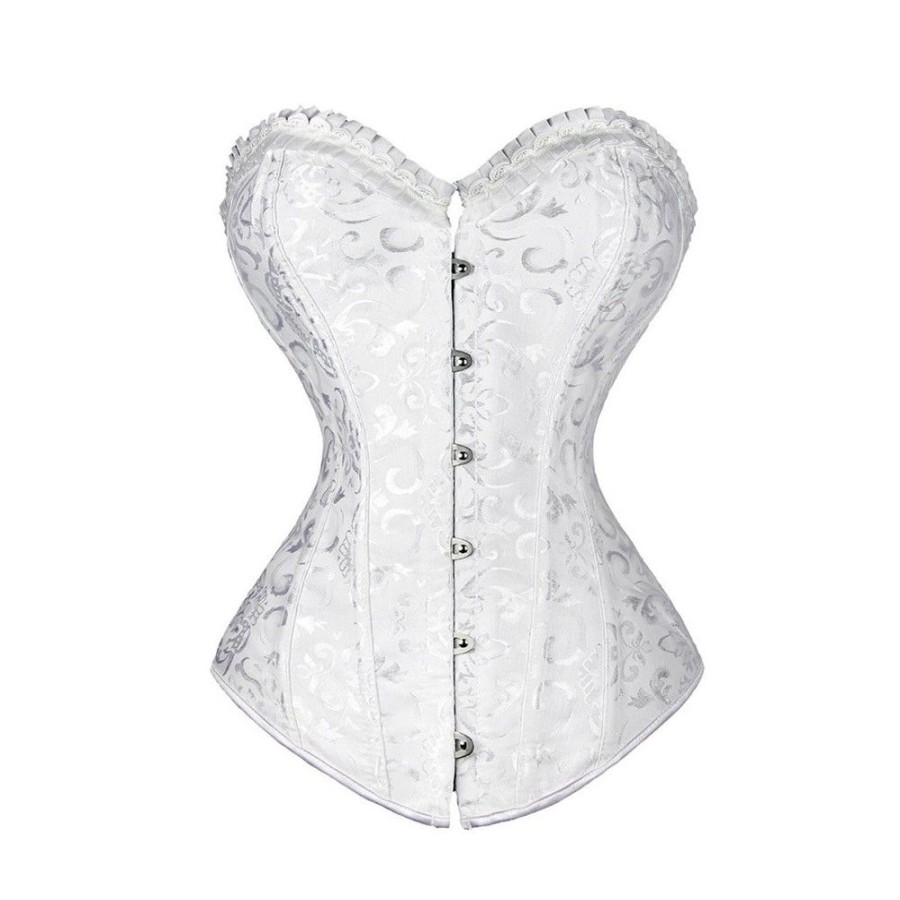 Corsets Favoshape | Vintage Steampunk Gothic Jacquard Overbust Corset Court Lace Up Bustier