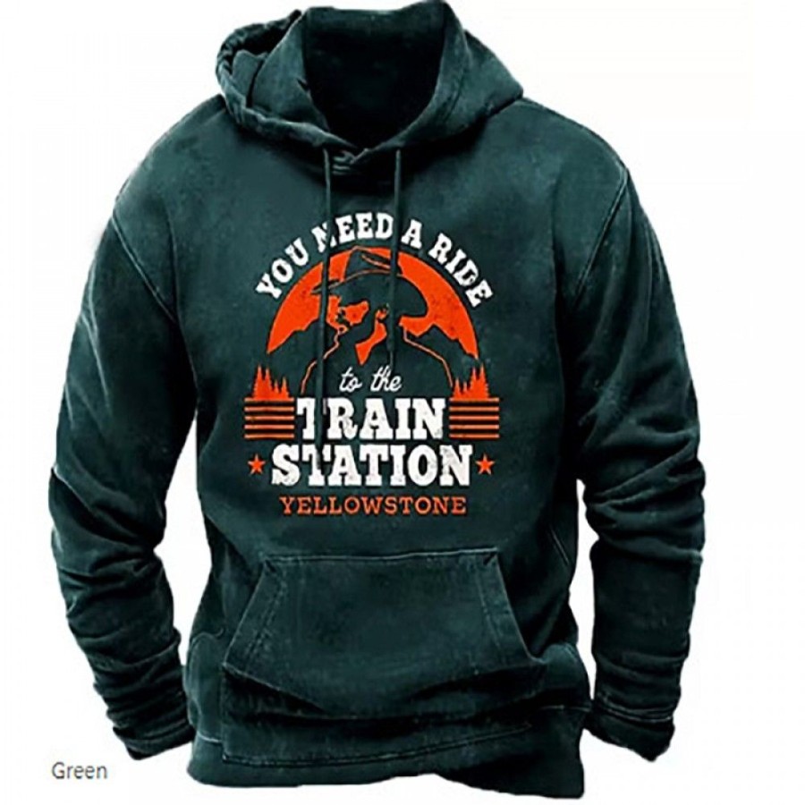 Men'S Favoshape | Men'S Retro Yellowstone You Need A Ride To The Train Station Hoodie