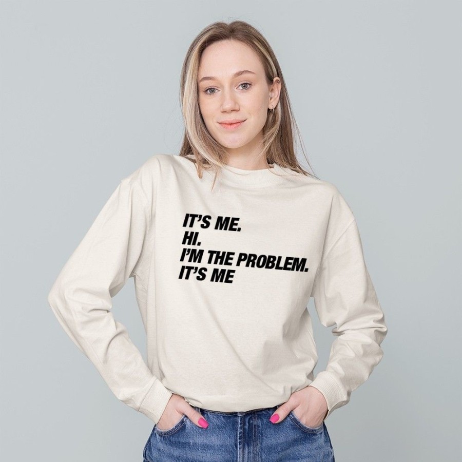 Women'S Favoshape | Women'S It'S Me Hi I'M The Problem Crewneck Sweatshirt Khaki