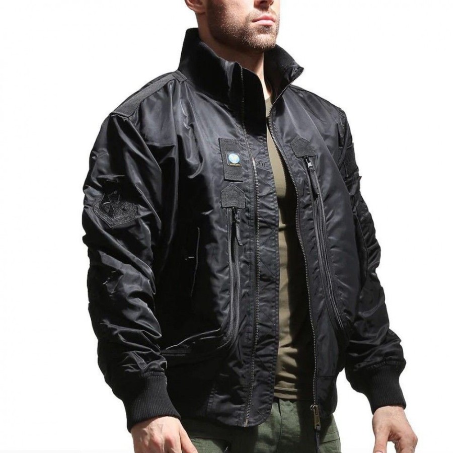 Men'S Favoshape | Men'S Vintage Olive Flight Bomber Jacket