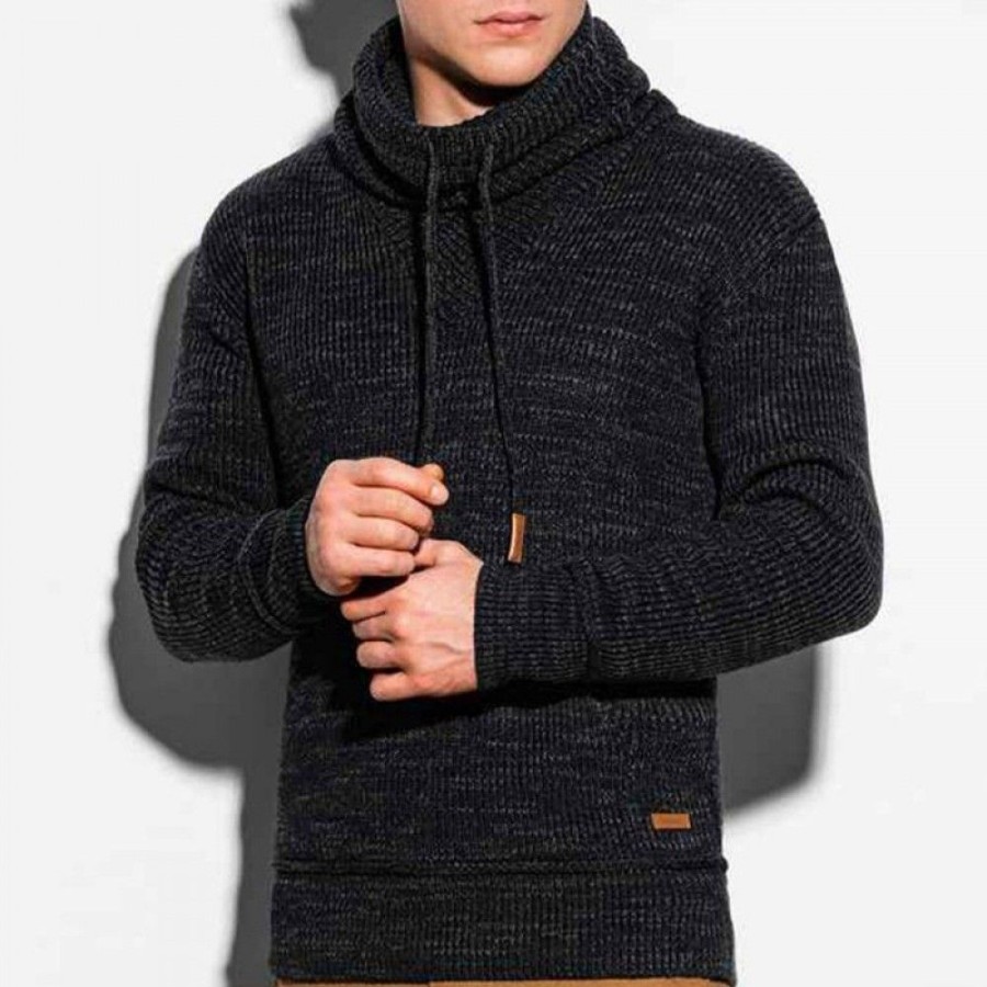 Men'S Favoshape | Men'S Retro Turtleneck Drawstring Chunky Knitted Sweater