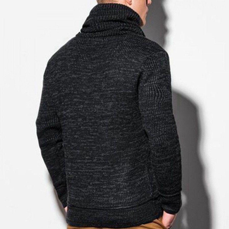 Men'S Favoshape | Men'S Retro Turtleneck Drawstring Chunky Knitted Sweater