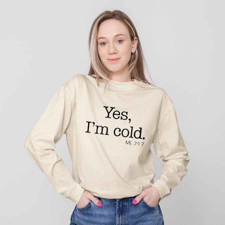 Women'S Favoshape | Yes I'M Cold Inspired Crewneck Sweatshirt Khaki