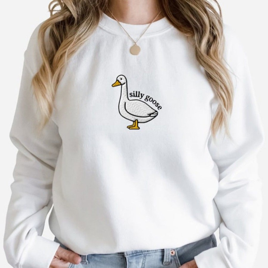 Women'S Favoshape | Women'S Funny Silly Goose Crewneck Sweatshirt