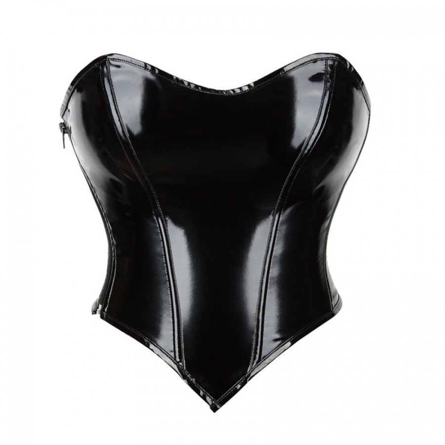 Corsets Favoshape | Womens Medieval Satin Lace Up Boned Bustier Floral Push Up Corsets Black