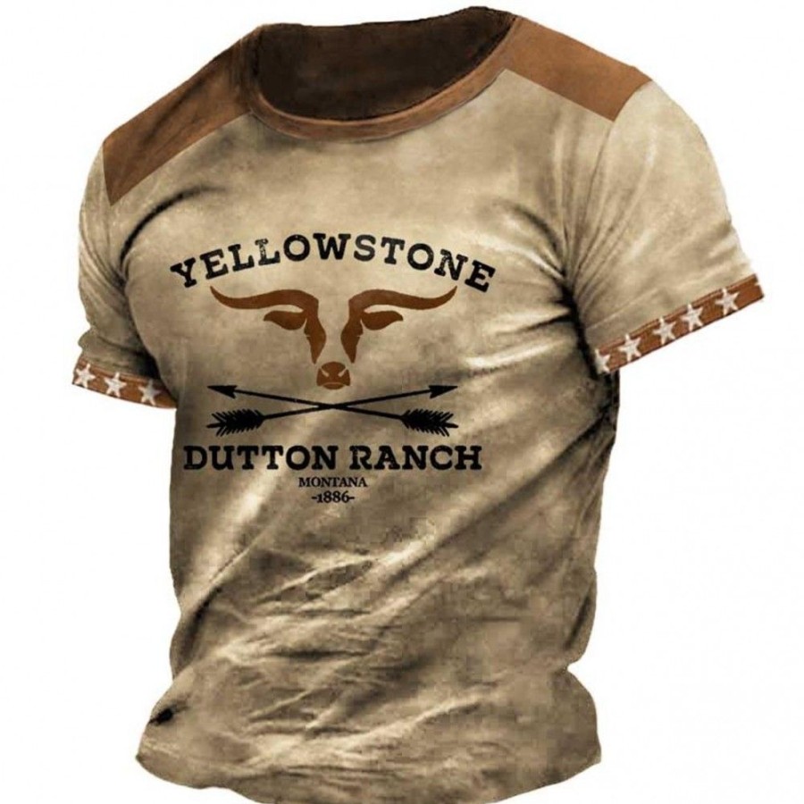 Men'S Favoshape | Men'S Vintage Yellowstone Dutton Ranch T-Shirt