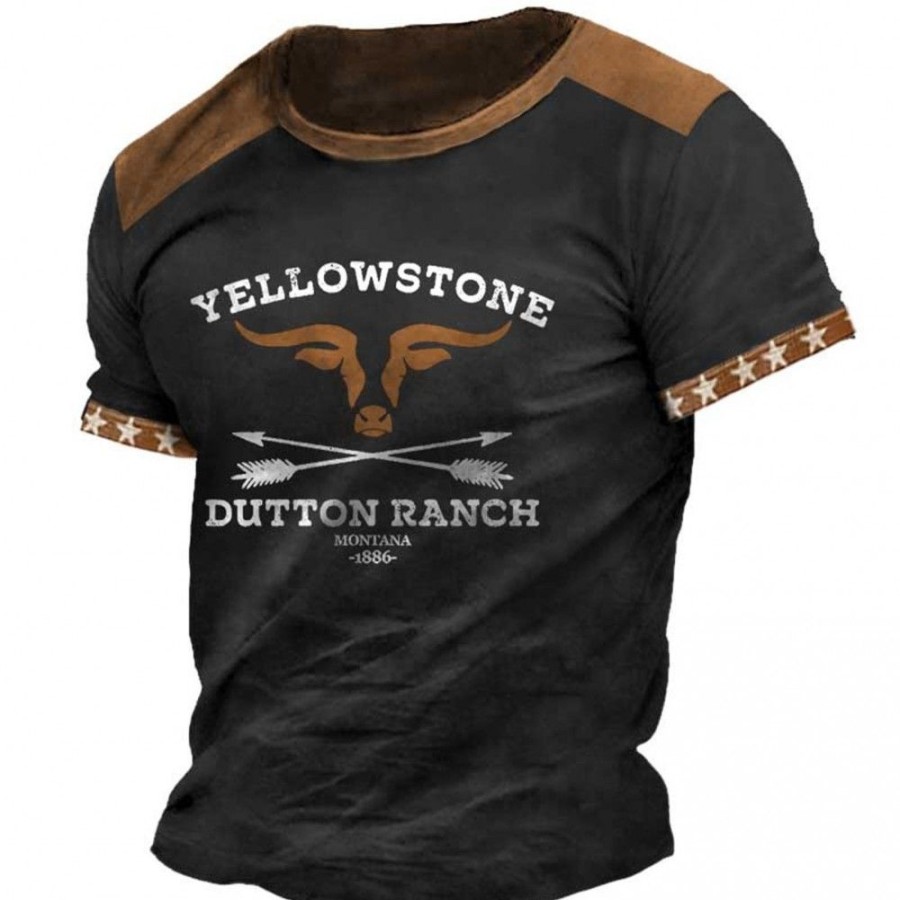 Men'S Favoshape | Men'S Vintage Yellowstone Dutton Ranch T-Shirt