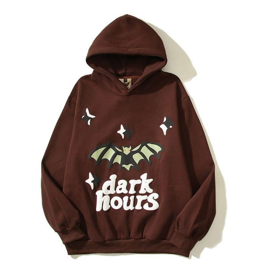 Men'S Favoshape | Hip Hop Streetwear Unisex Bat Dark Hours Hoodie Brown