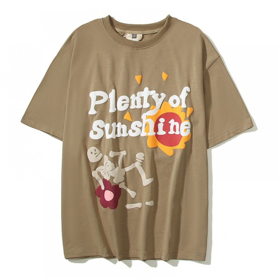 Men'S Favoshape | Unisex Plenty Of Sunshine Printed T-Shirt Light Tan