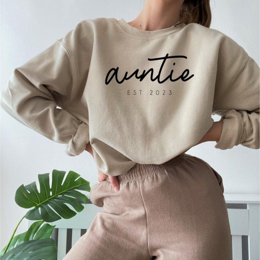 Custom Favoshape | Custom Auntie Est Sweatshirt Holiday Auntie Gifts