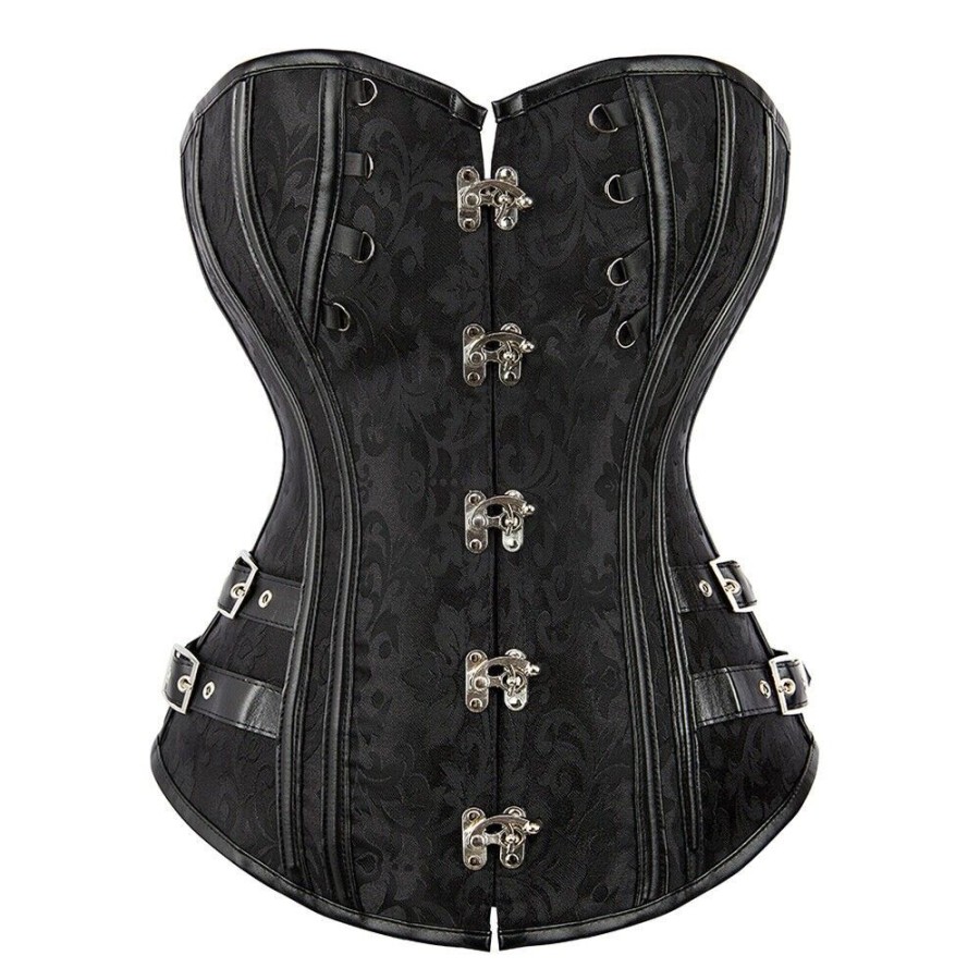 Corsets Favoshape | Gothic Overbust Buckle Lace Up Corset Basques Steampunk Waist Bustier