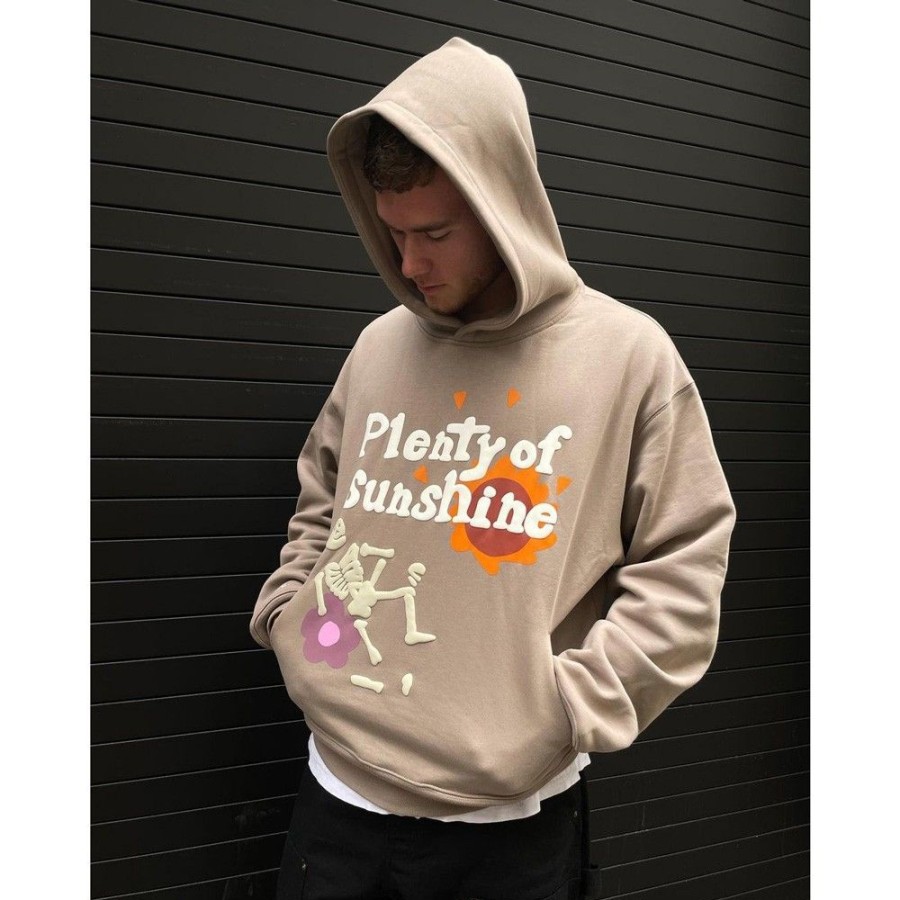 Men'S Favoshape | Hip Hop Streetwear Plenty Of Sunshine Skeleton Hoodie Khaki