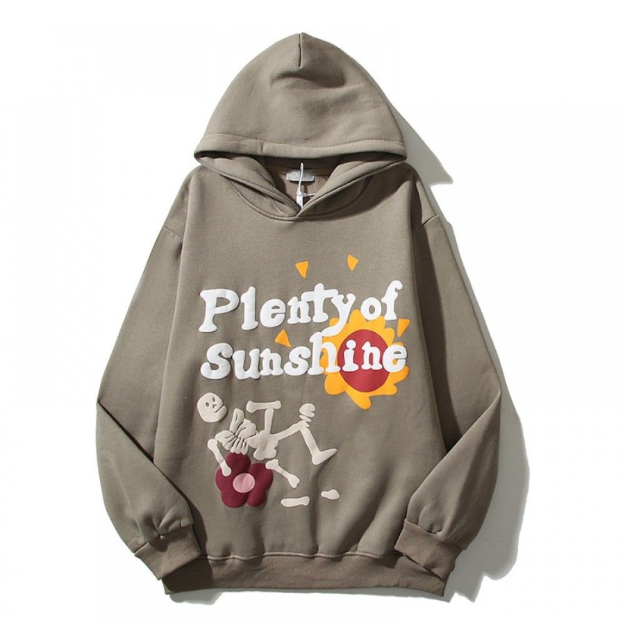 Men'S Favoshape | Hip Hop Streetwear Plenty Of Sunshine Skeleton Hoodie Khaki