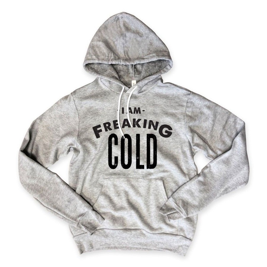 Women'S Favoshape | Unisex I Am Freaking Cold Printed Drawstring Hoodie Gray