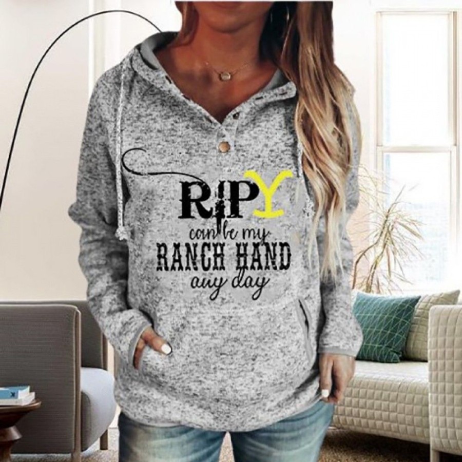 Women'S Favoshape | Women'S Yellowstone Rip Can Be My Ranch Hand Any Day Hoodie Grey