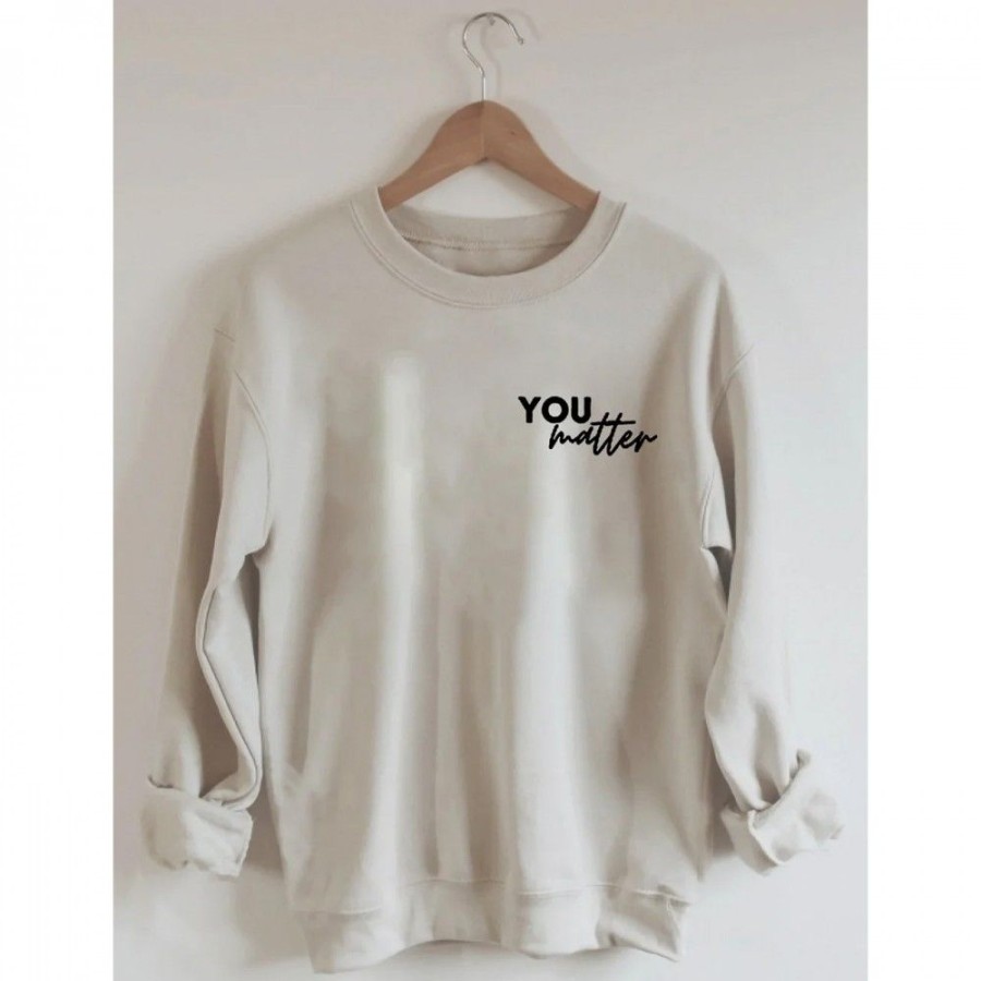 Women'S Favoshape | Women'S You Are Amazing Beautiful And Enough Crewneck Sweatshirt Khaki