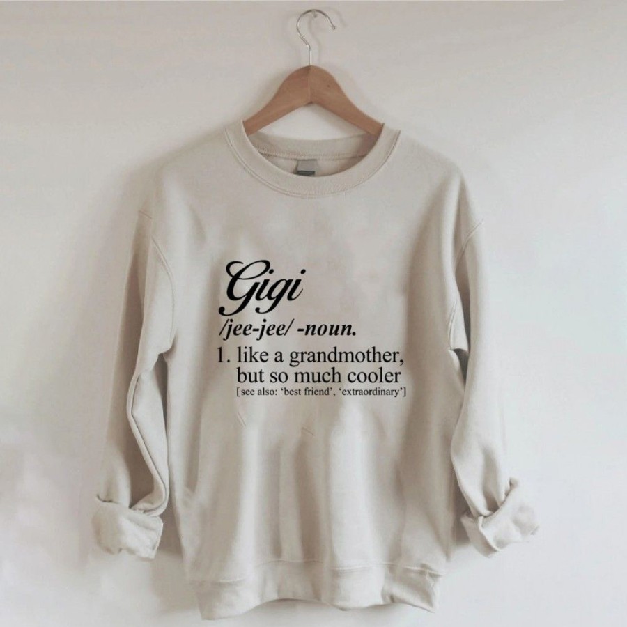 Women'S Favoshape | Gigi Like A Grandmother But So Much Cooler Printed Sweatshirt Khaki