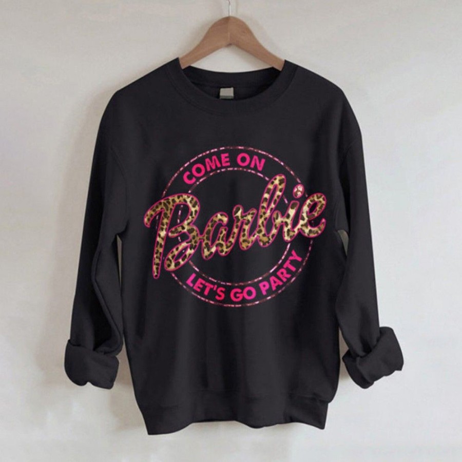 Women'S Favoshape | Come On Barbie Let'S Go Party Leopard Crew Neck Sweatshirt