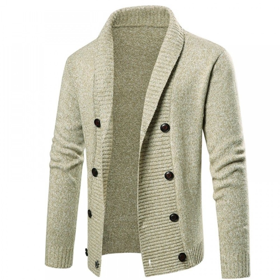 Men'S Favoshape | Men'S Casual Double-Breasted Shawl Neck Knit Cardigan Sweater