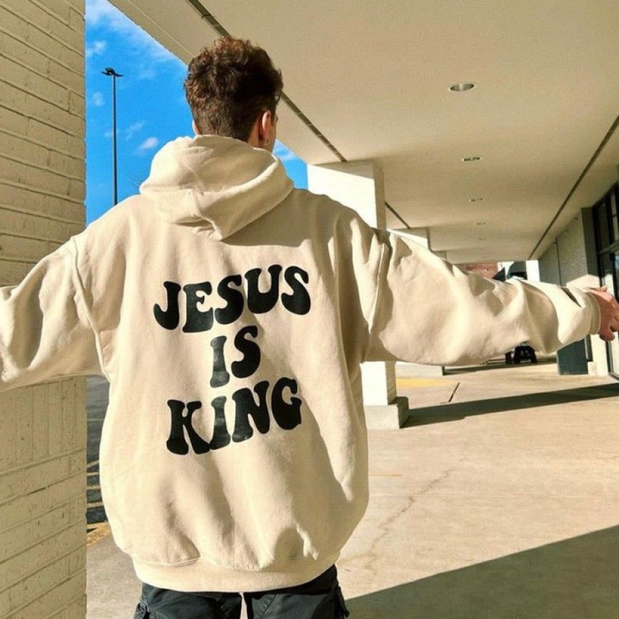 Men'S Favoshape | Men'S Jesus Is King Oversized Hoodie