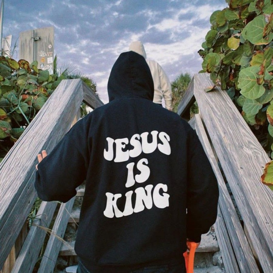 Men'S Favoshape | Men'S Jesus Is King Oversized Hoodie