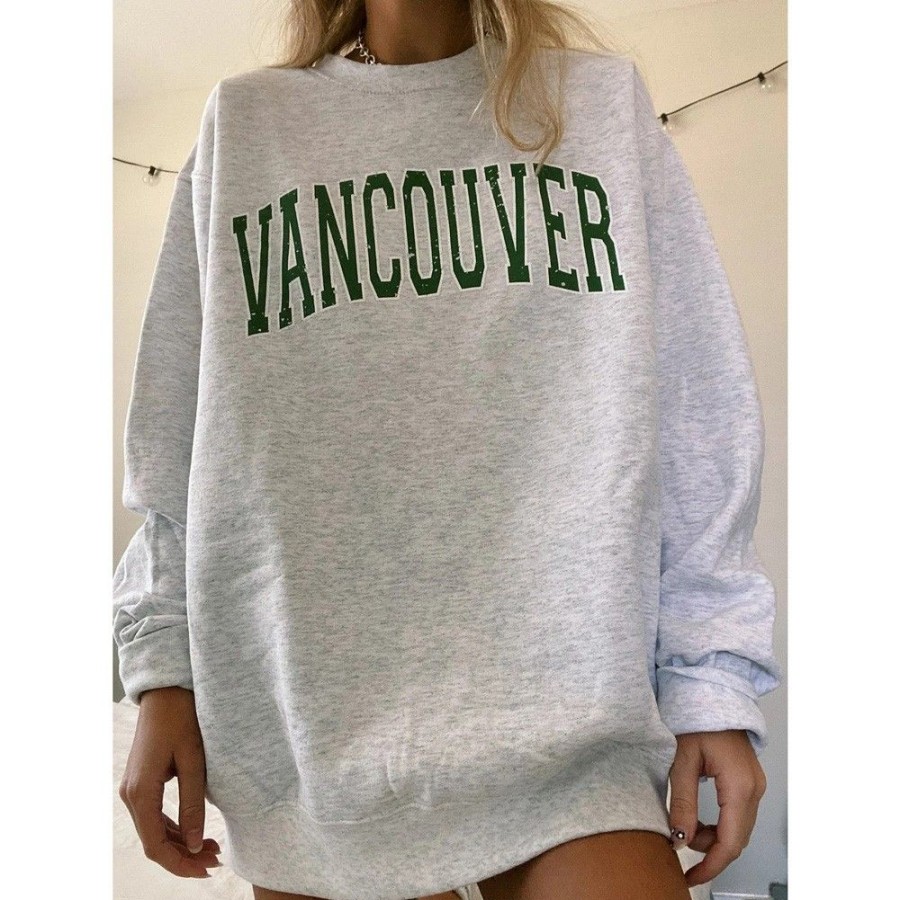 Women'S Favoshape | Women'S Vancouver Loose Fit Crewneck Sweatshirt Yellow