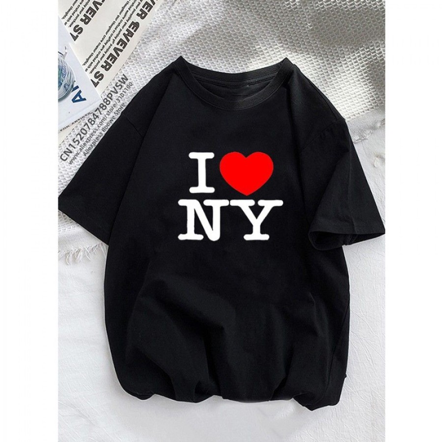 Women'S Favoshape | Women'S Solid Color I Love New York Printed T-Shirt