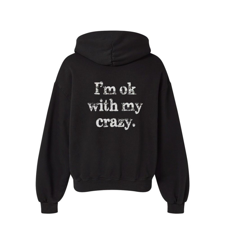 Women'S Favoshape | Women'S I'M Ok With My Crazy Printed Hoodie Black