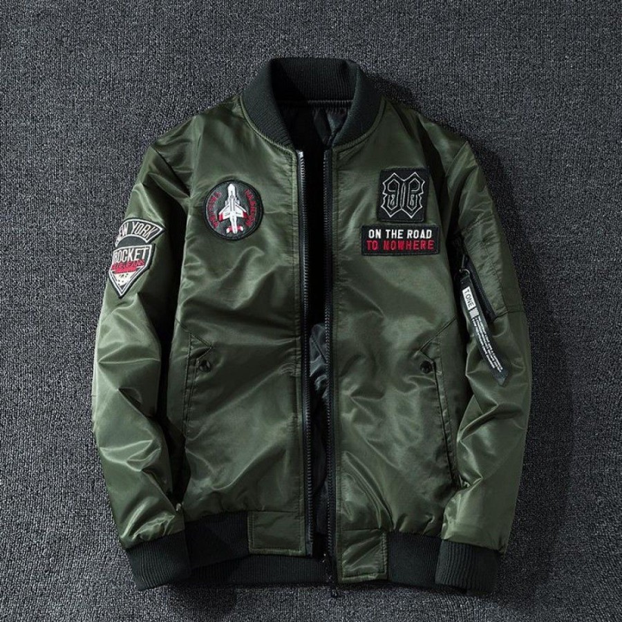 Men'S Favoshape | Mens Retro Army Air Force Bomber Jacket Both Sides Wearable