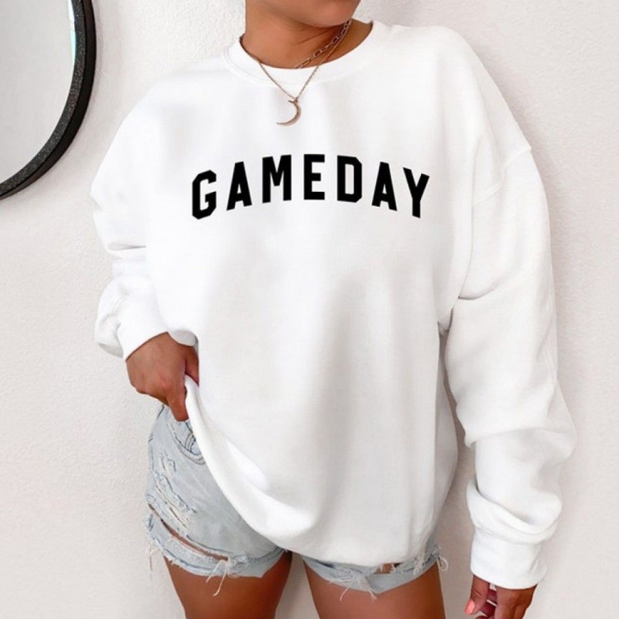 Women'S Favoshape | Women'S Cute Game Day Crewneck Sweatshirt