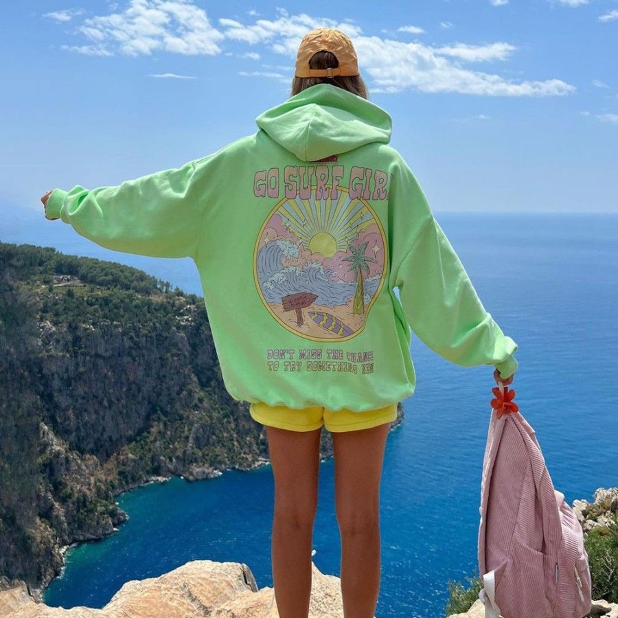 Women'S Favoshape | Women'S Go Surf Girls Don'T Miss The Chance Hoodie